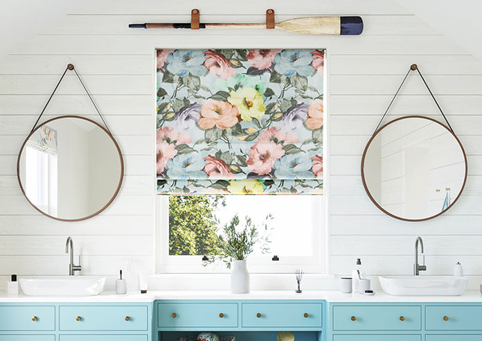 Amelia Faux Silk, Coral Kiss - Motorised Roman Blind - Image 3